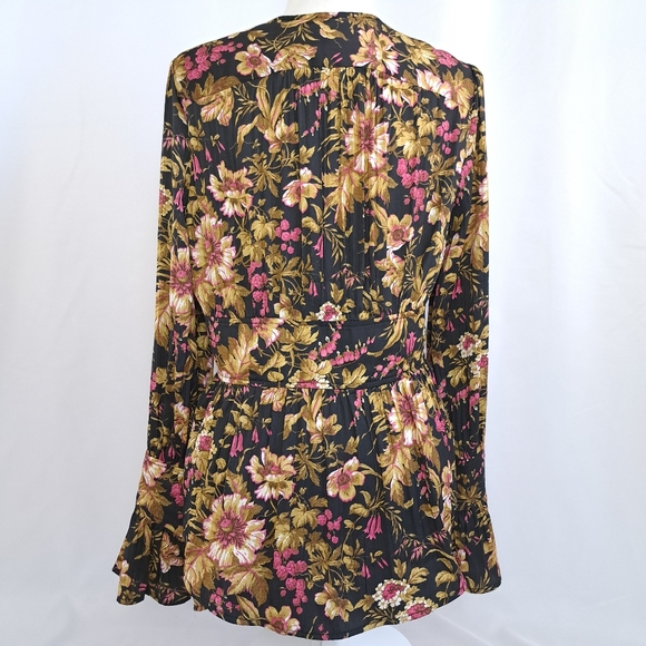 Anthropologie Silky Deep V-Neck Floral Print Tunic Top - Picture 11 of 16